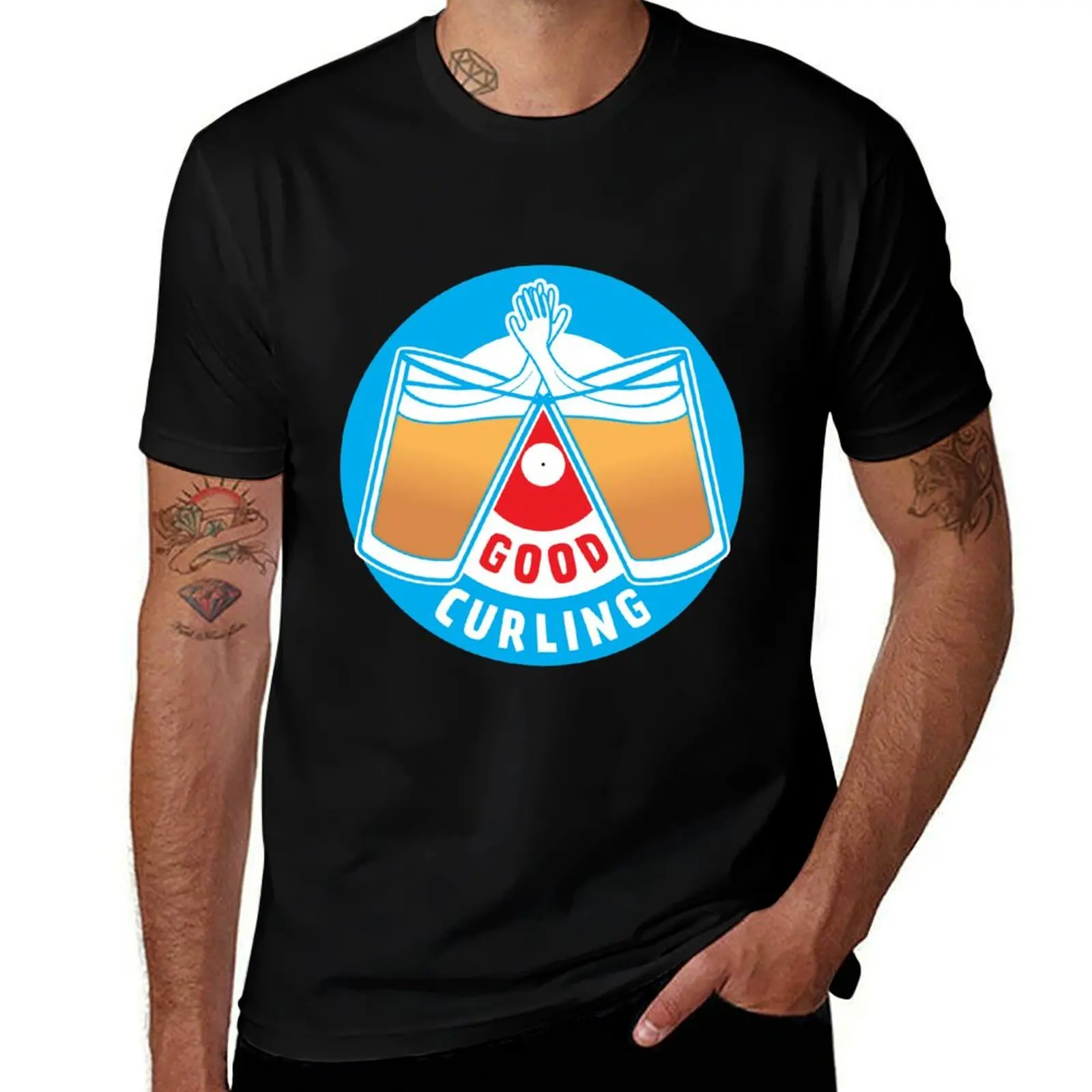 

Good Curling! T-Shirt man graphic t shirt cotton t shirt man black cotton t-shirt plain for man package T-shirt
