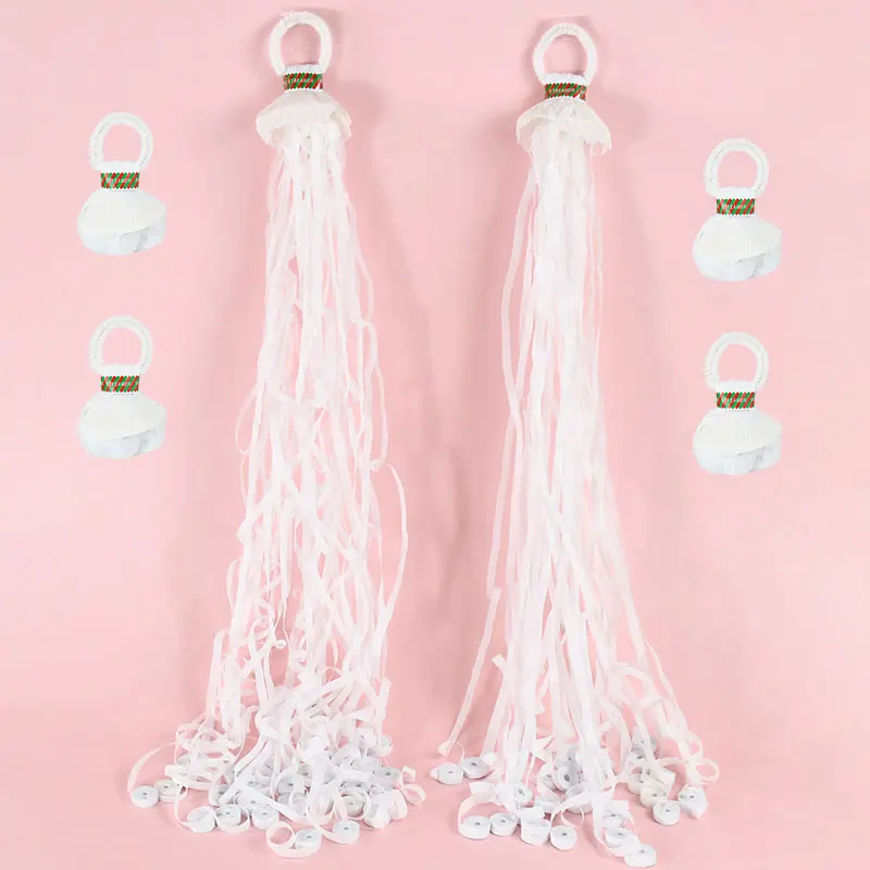 

Spider Silk Hand Throw White Ribbon Streamers Atmosphere Props Grenade Shape Outdoor Stage Celebration Wedding Birthday Decors