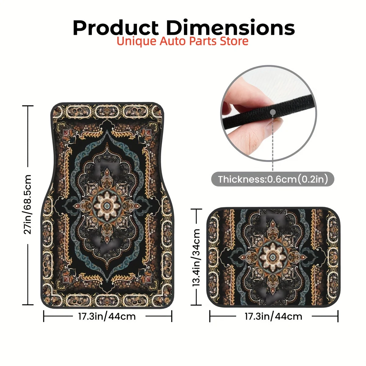 4pcs Set - Car Floor Mats, Bohemian Pattern, Universal Car Floor Mats, Suitable For All Seasons, Anti-slip And Stain-resistant,