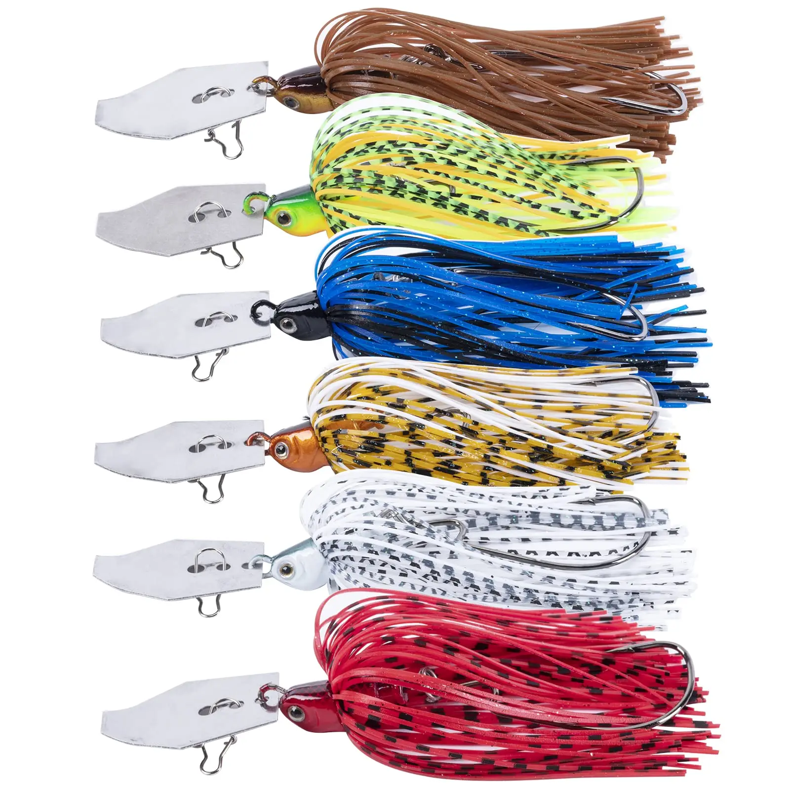 

Goture 6Pcs 10cm Fishing Lure Buzzbaits Spinnerbait Topwater Jig Lure Mix Color Kit 11g for Freshwater Saltwater Bass Trout Pike