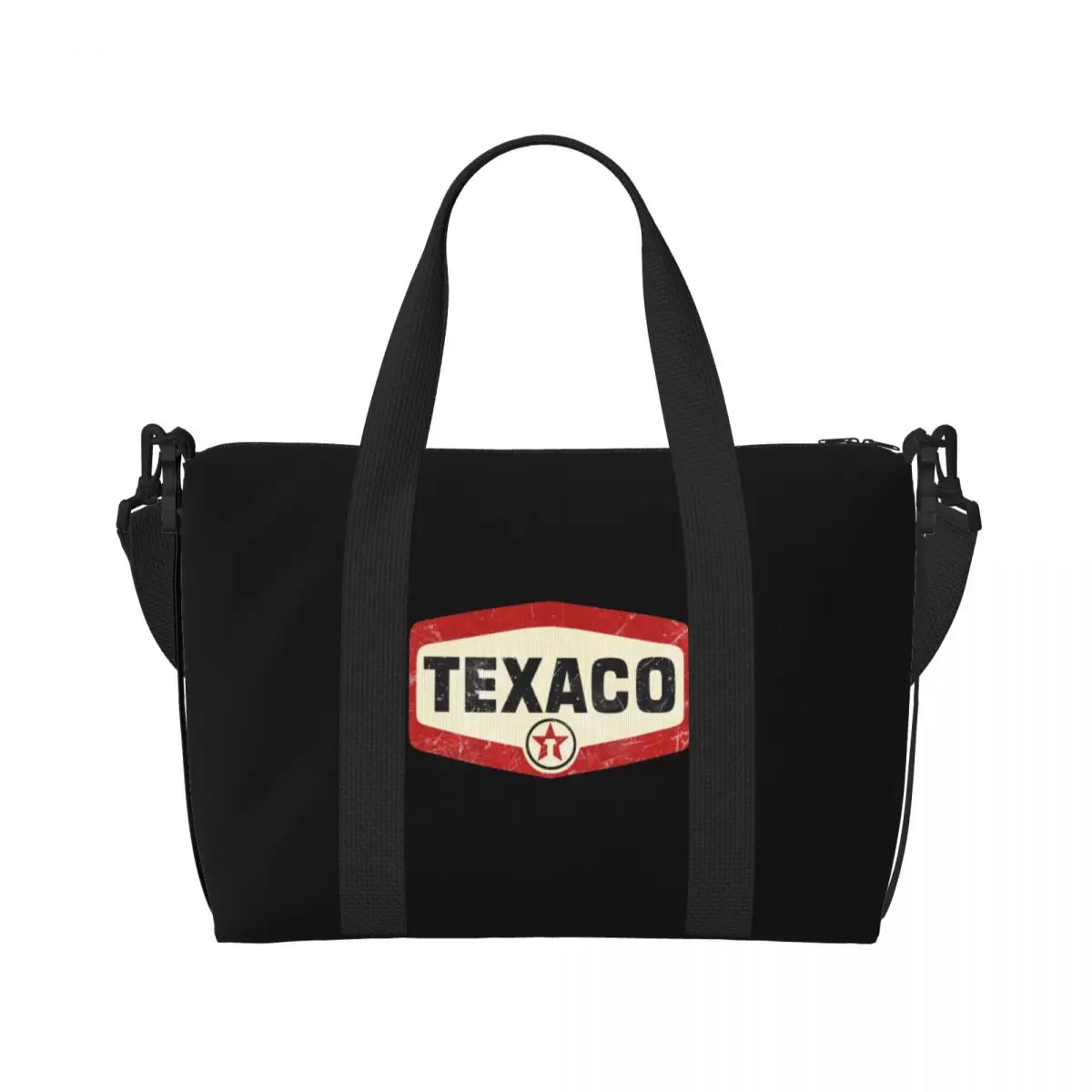 Aangepaste vintage Texaco logo strand draagtas voor dames extra grote sportschool handbagage reisboodschappentassen