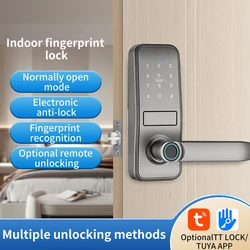 Impressão digital Senha Electronic Door Lock, TUYA Smart Lock, Home Electronic, Leitura do cartão