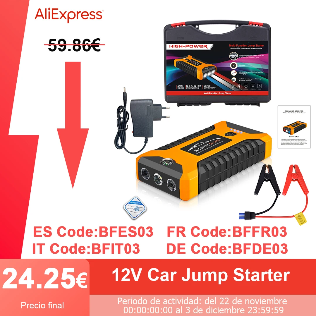 12V Auto Starthilfe Power Bank tragbare Autobatterie Booster Ladegerät Start gerät Auto Notfall Start beleuchtung