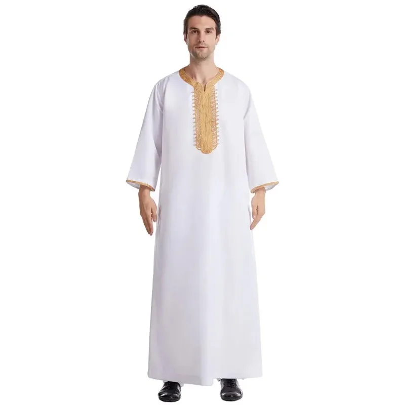 Midden-Oosten moslim mannen Jubba Thobe Saudi Arabische Thobe Islamitische Ramadan Gebed Jurk Dubai Turkije Kaftan Djellaba Dishdasha Robe