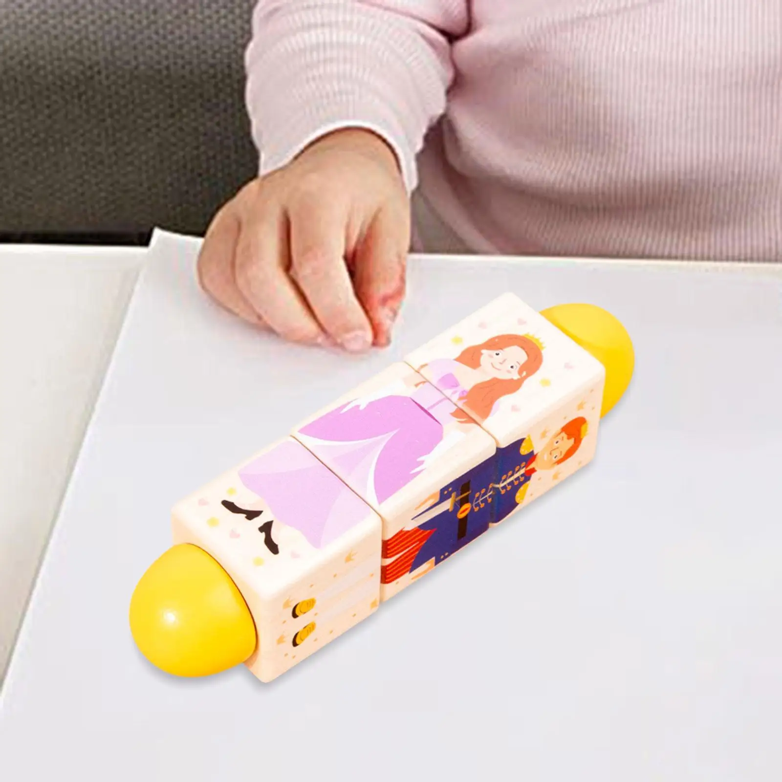 مكعبات الغزل لعبة ألغاز خشبية لعبة تعليمية مبكرة شخصيات الحكاية الخيالية تحت عنوان رياض الأطفال