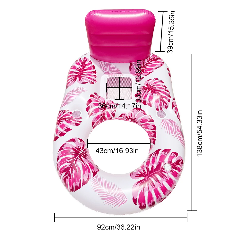 Pool Lounge Float Inflatable Pool Floats Comfortable Pool Float Lounger with Cup Holder Water Floating Recliner for Adults Kids