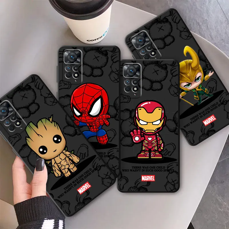 Bear Marvel Ironman Phone Case for  Xiaomi Redmi Note 13 12 Pro 9S 11S 9 11S 10S 11 Pro 10 Lite 8T 8 7 Note10 Bumper Black Bag image 2