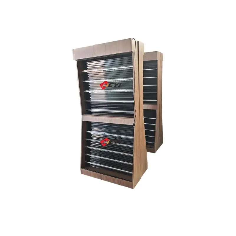 custom.Modern Eco-Friendly Glass & Wood Etagere Trading Card Display Baseball Sports Cards-Promotion Use
