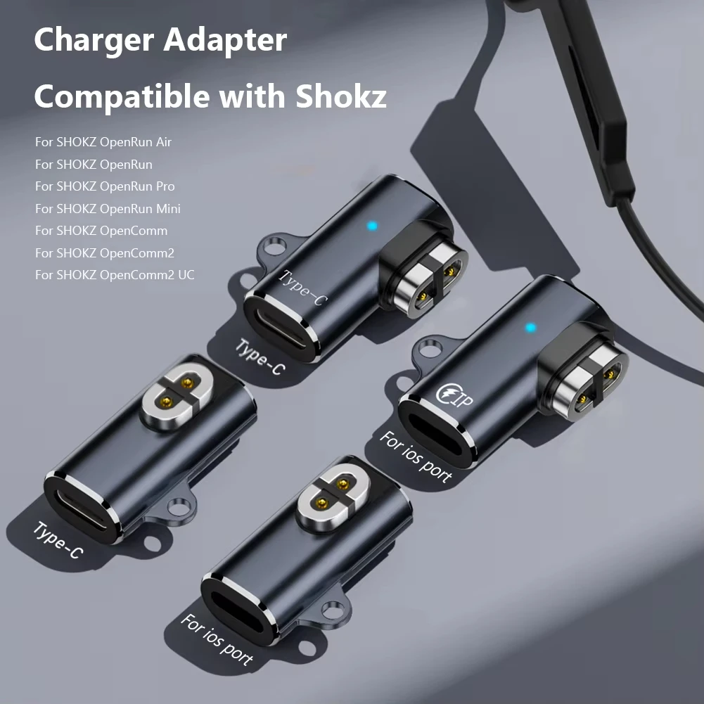 อะแดปเตอร์ชาร์จหูฟังแบบนำเสียงผ่านกระดูกไฟ LED แสดงสถานะการชาร์จ 90 องศาเครื่องชาร์จแม่เหล็กสำหรับโชกซ์ AS800/S803/S810/AS700