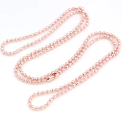 5pcs 2.4mm  Rose Gold Color Plated Ball Beads Chain Necklace Bead Connector 65cm(25.5 inch) (Z1-21)