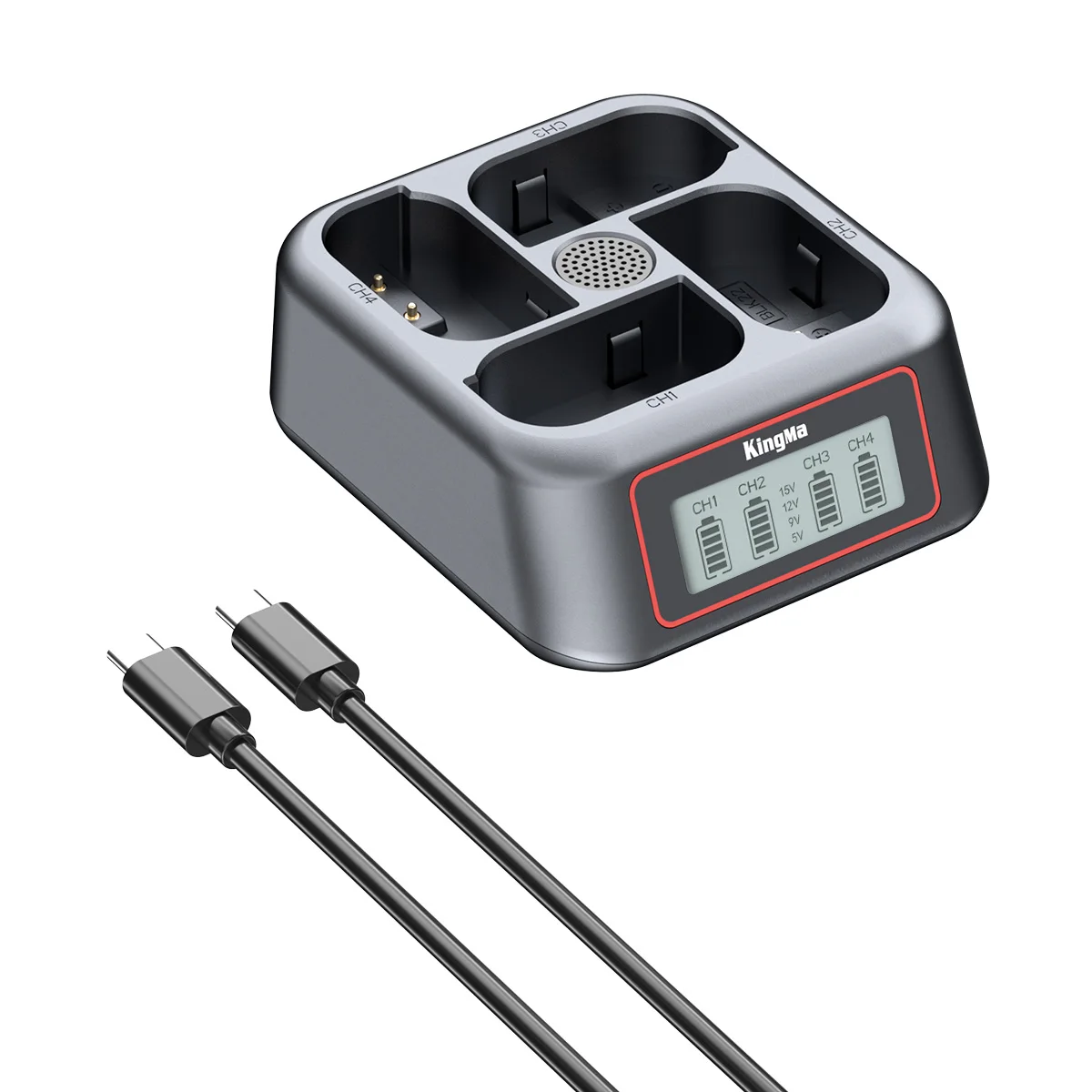4-slots 45W PD USB-C snellader voor DMW-BLK22 met LCD, voor Panasonic GH7, S9, GH6, S5 IIX, S5 II, G9 II, GH5 II