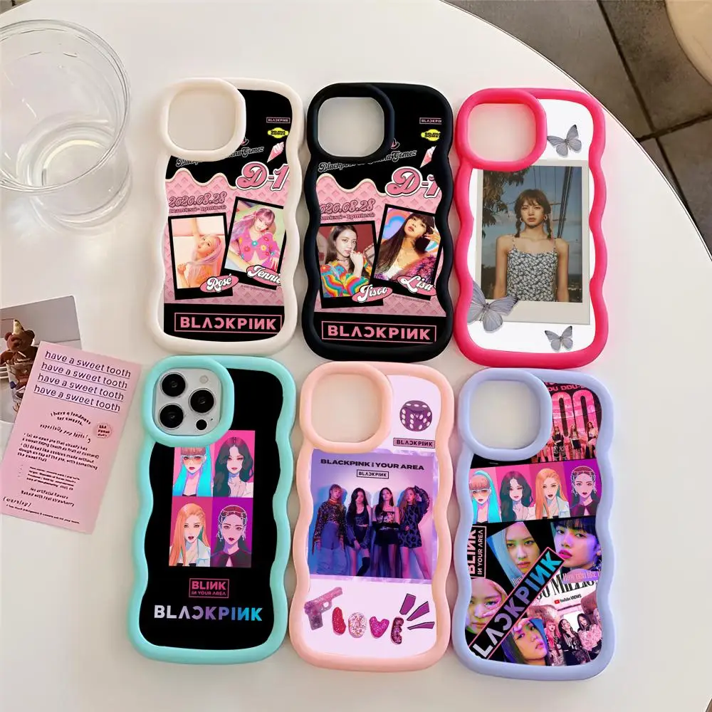 Kpop B-BLACK-P-Pink Phone Case Pink Cute Girls New Wave Corners Macaron For IPhone 16 15 14 13 12 11 X Vivo Samsung Oppo