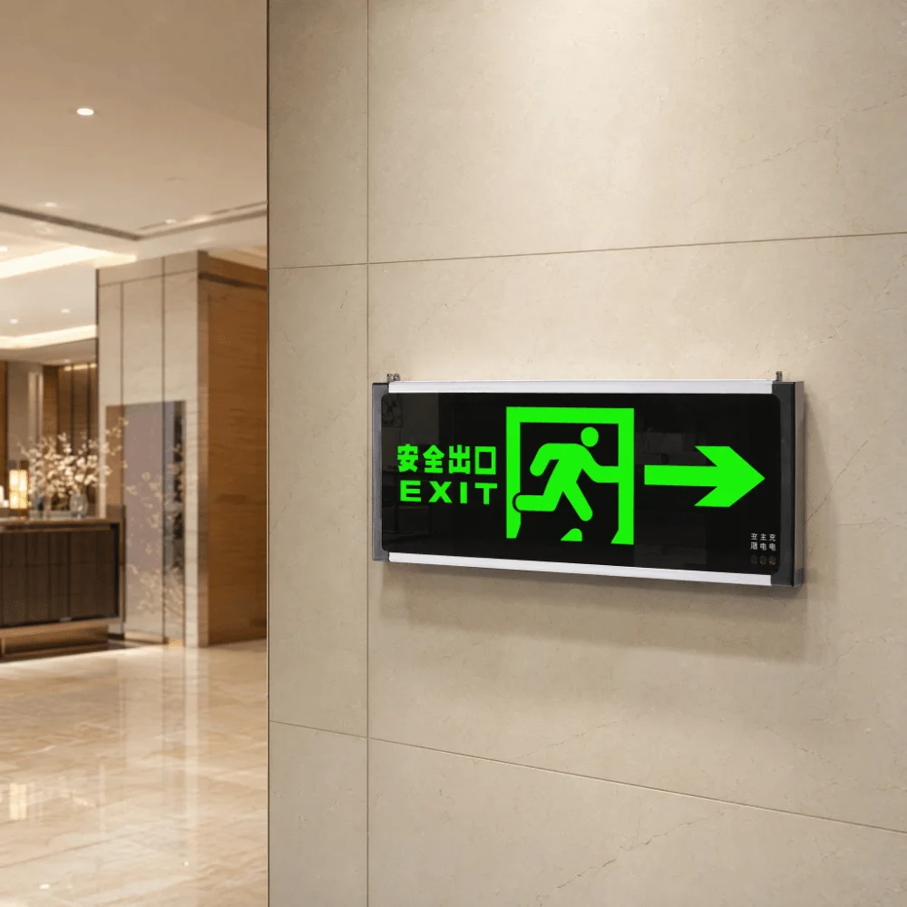 LED Light Emergency Exit Light Hanging Self-illuminated Evacuation Sign Light Dual-purpose with Battery Backup