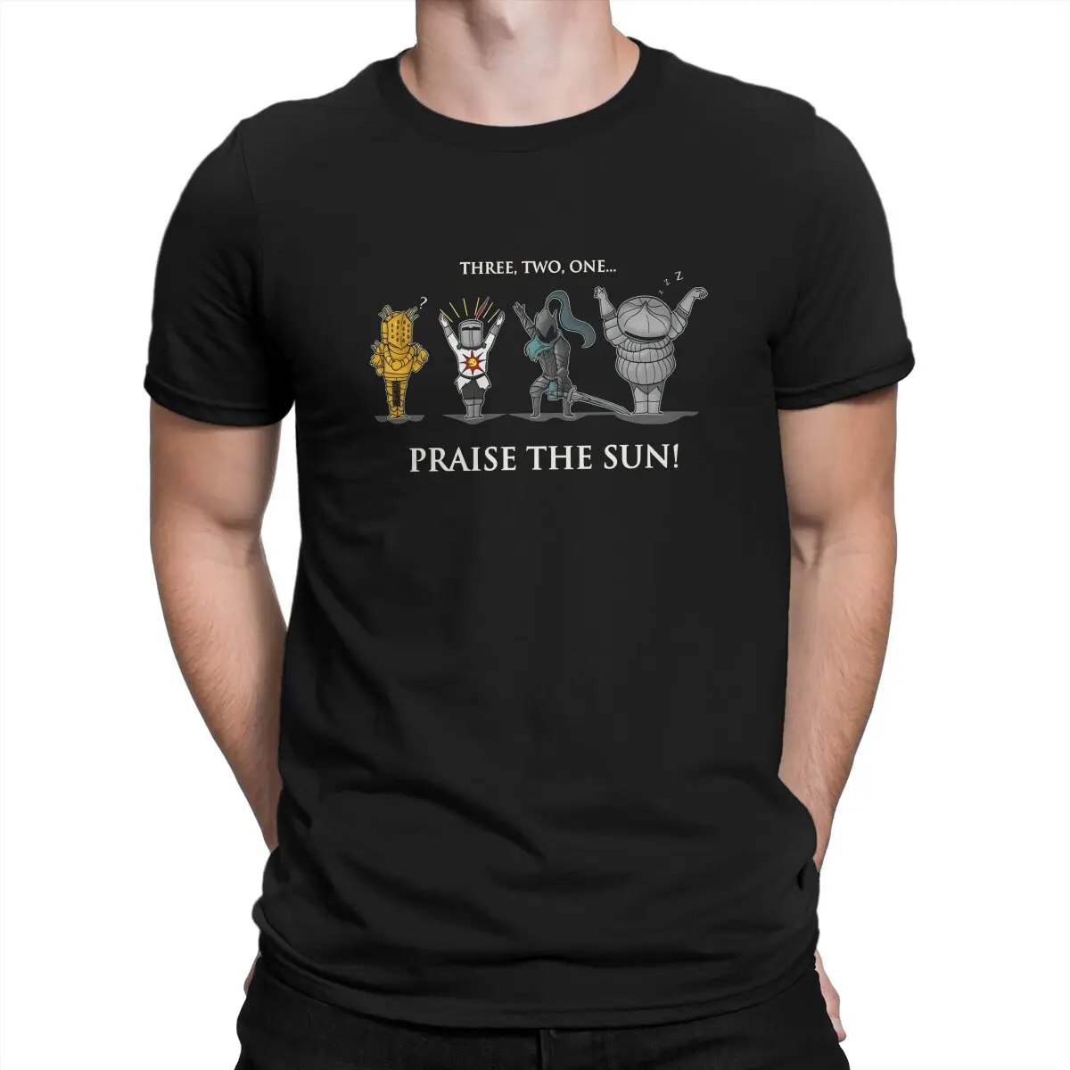 Dark Souls Creative TShirt for Men Three Two One Round Neck Pure Cotton T Shirt Personalize Birthday Gifts Tops