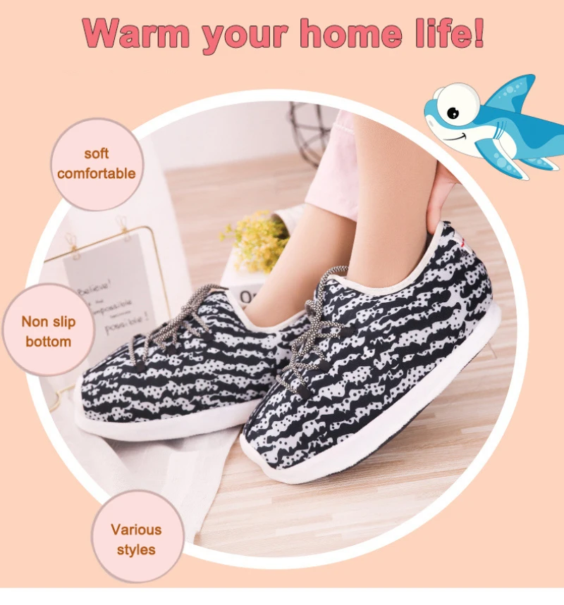 Unisex One Size Fits Most Eu 35-45 Winter Indoor Cotton Shoes Woman Warmth Home Slippers Women/Men Snug Sneakers Ladies Slipper