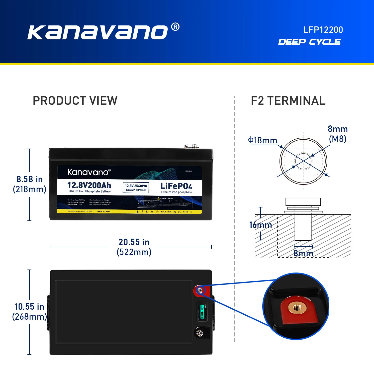 12.8V 200Ah Lifepo4 Battery Pack Solar 12V Deep Cycle Lithium Ion Phosphate For EV Marine RV Golf Cart With 20A Charger