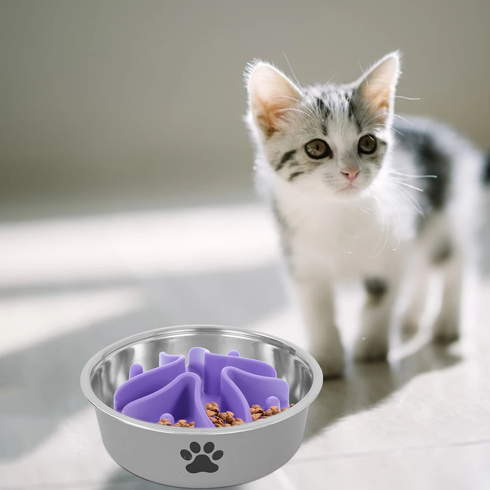 

Slow Feeder Dog Bowl Insert Silicone Soft Flexible Food Safe Nonslip Suction Slow Eating Pet Bowl Insert Pet Supplies