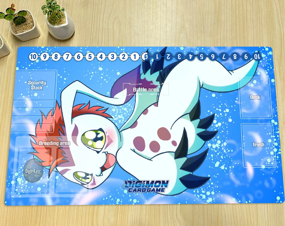 Digimon Playmat Gomamon DTCG CCG Board Game Trading Card Game Mat Anime Mouse Pad Rubber Desk Mat Gaming Accessories & Free Bag