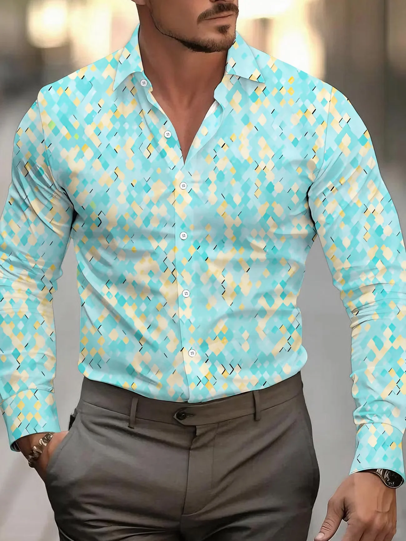 New Light Luxury Red Black Gold Gothic Cross Men's Long Sleeve Shirt with Collar Business Shirt Clothing