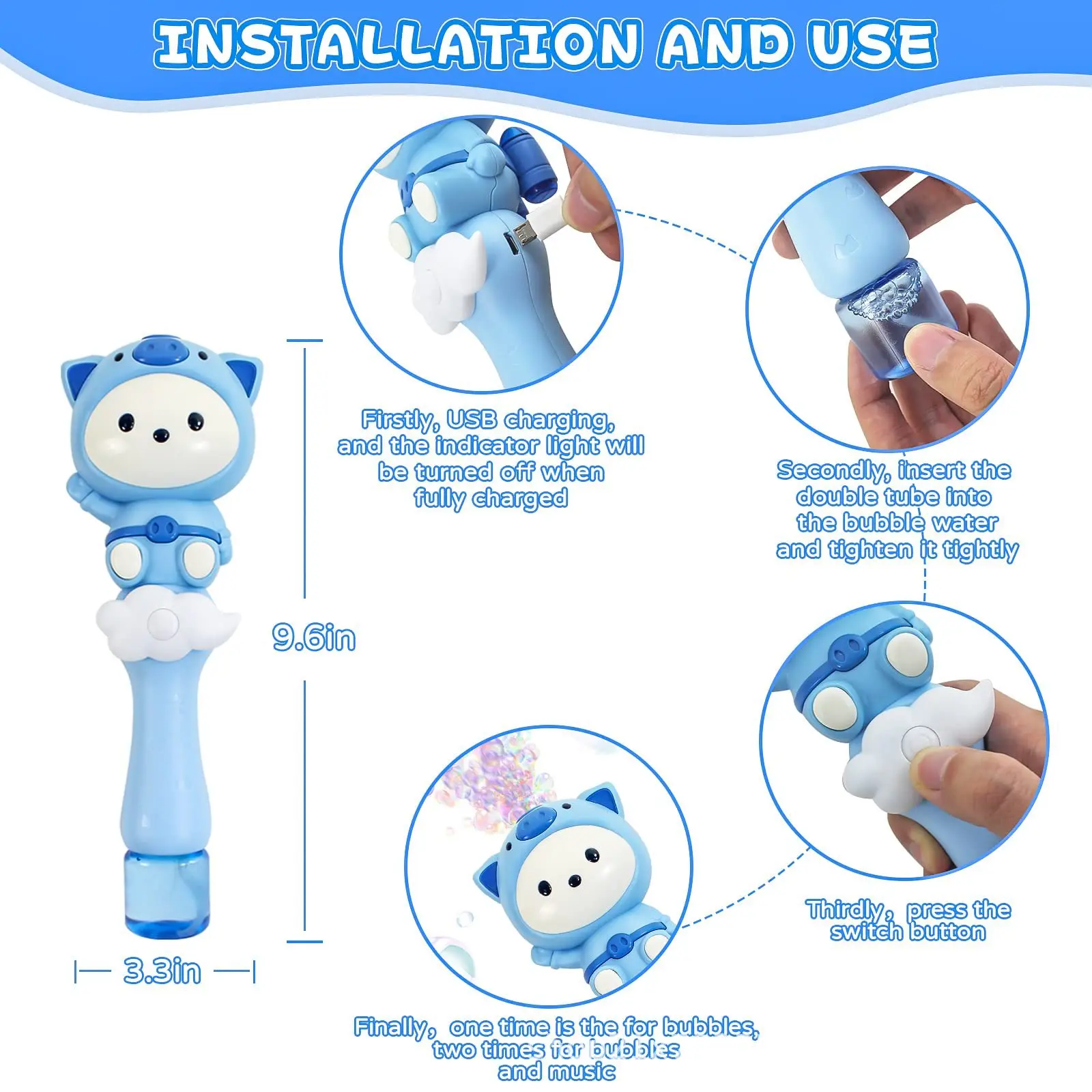 การ์ตูนน่ารักหมูไฟฟ้า Bubble Gun ของเล่นเด็ก Bubbles เครื่องอัตโนมัติสบู่ Blower พร้อมแสงปาร์ตี้กลางแจ้ง Bubble House ของขวัญ