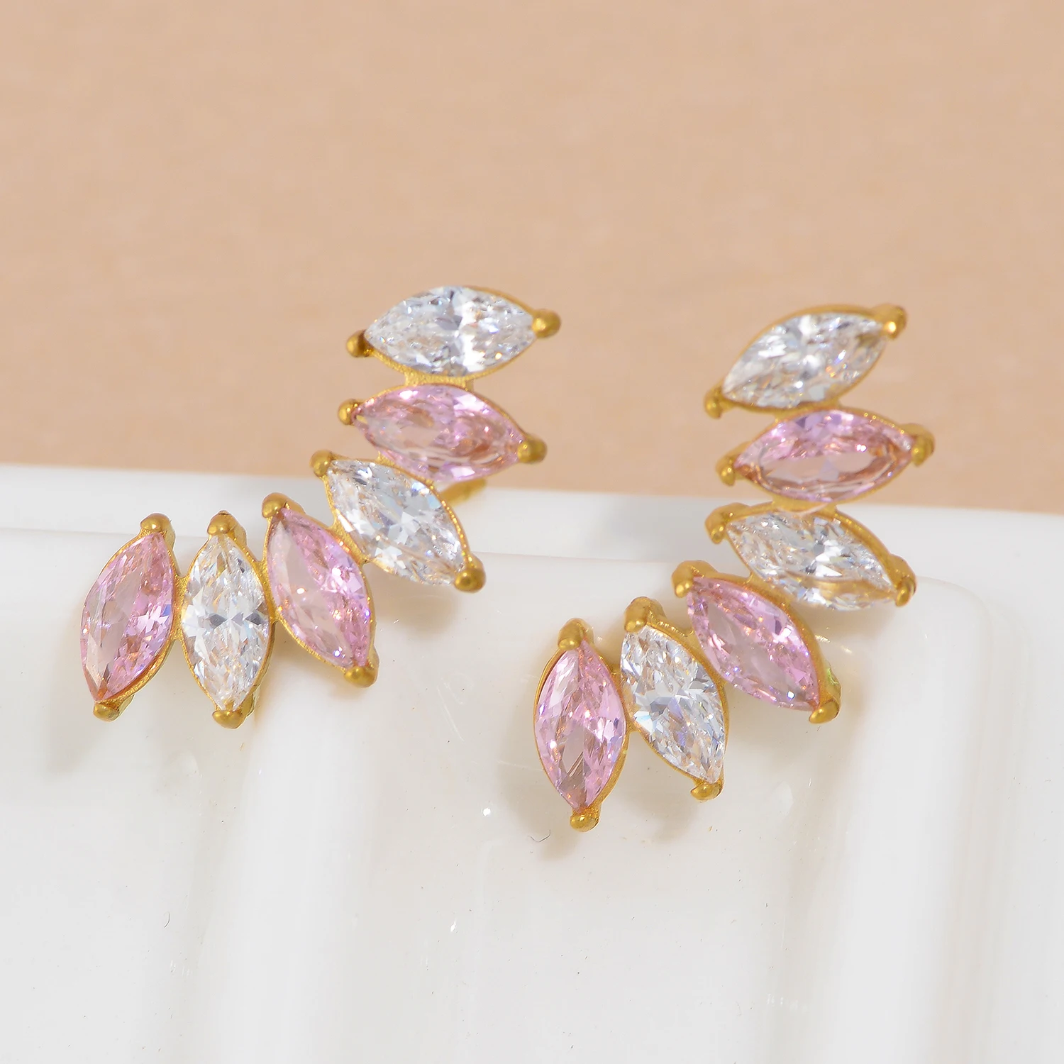 6 Sparkling Zirconia Stud Earrings Stainless Steel Waterproof Dainty Daily Jewelry Luxury Elegant Gift for Women