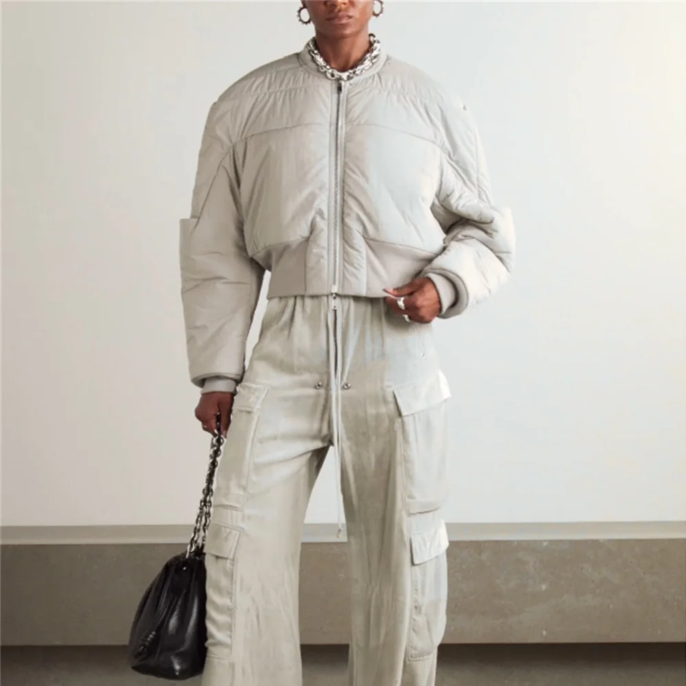 2025 Winter Women's Satin Padded Jacket Windproof Warm Casual Women's Baseball Jacket y2k New Fashion High-Quality Coat bra