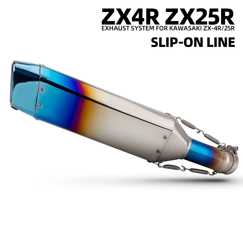 

Racing Slip on Line Exhaust For Kawasaki ZX4R ZX4RR ZX25R ZX25RR 2020-2025 Motorbike Escape Middle Pipe Muffler with DB Killer