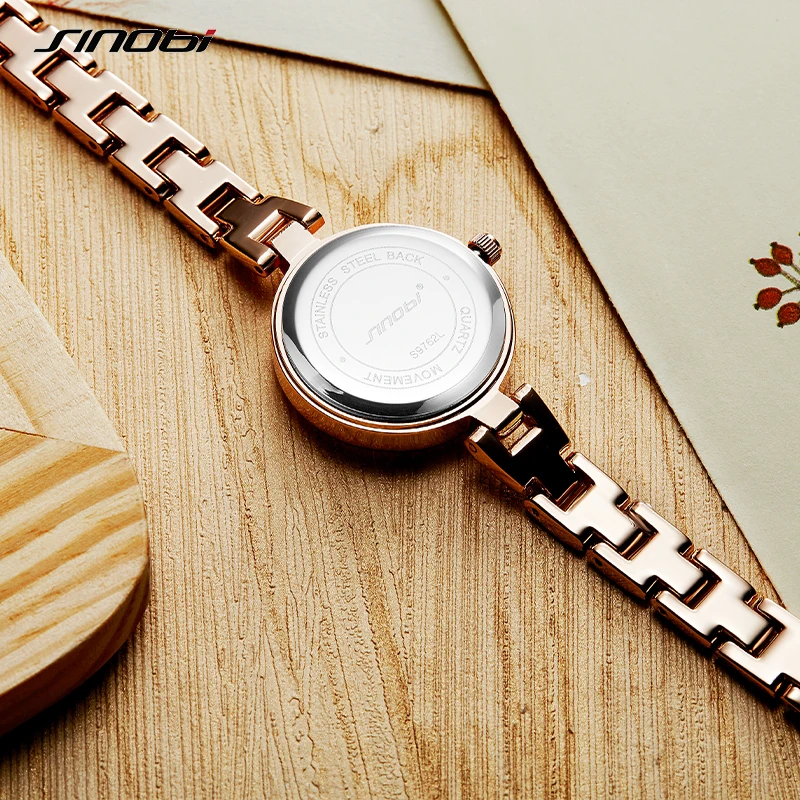 SINOBI Luxury Quartz Watch for Ladies Waterproof Luminous Stainless Steel Women Watches Elegant Dress WristWatch Top Gift Clock