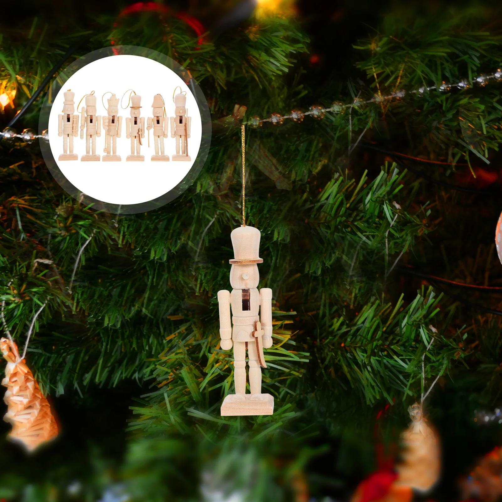 

6Pcs Traditional Nutcracker Soldiers 12.5cm Wooden Craft Puppets for Christmas Party Decoration Nutcracker Ornaments