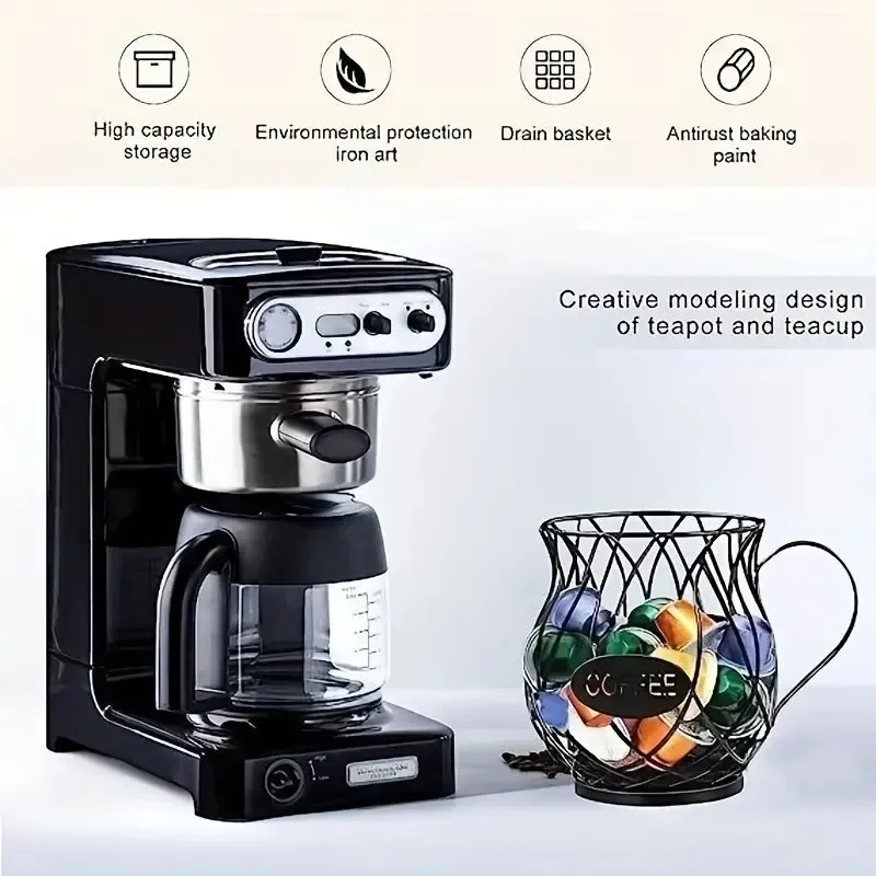 1pc Coffee Pod Holder Large Capacity Cup Coffee Pod Organizer Coffee Creamer Container Coffee Pod Storage Cup Mug Shape Coffee