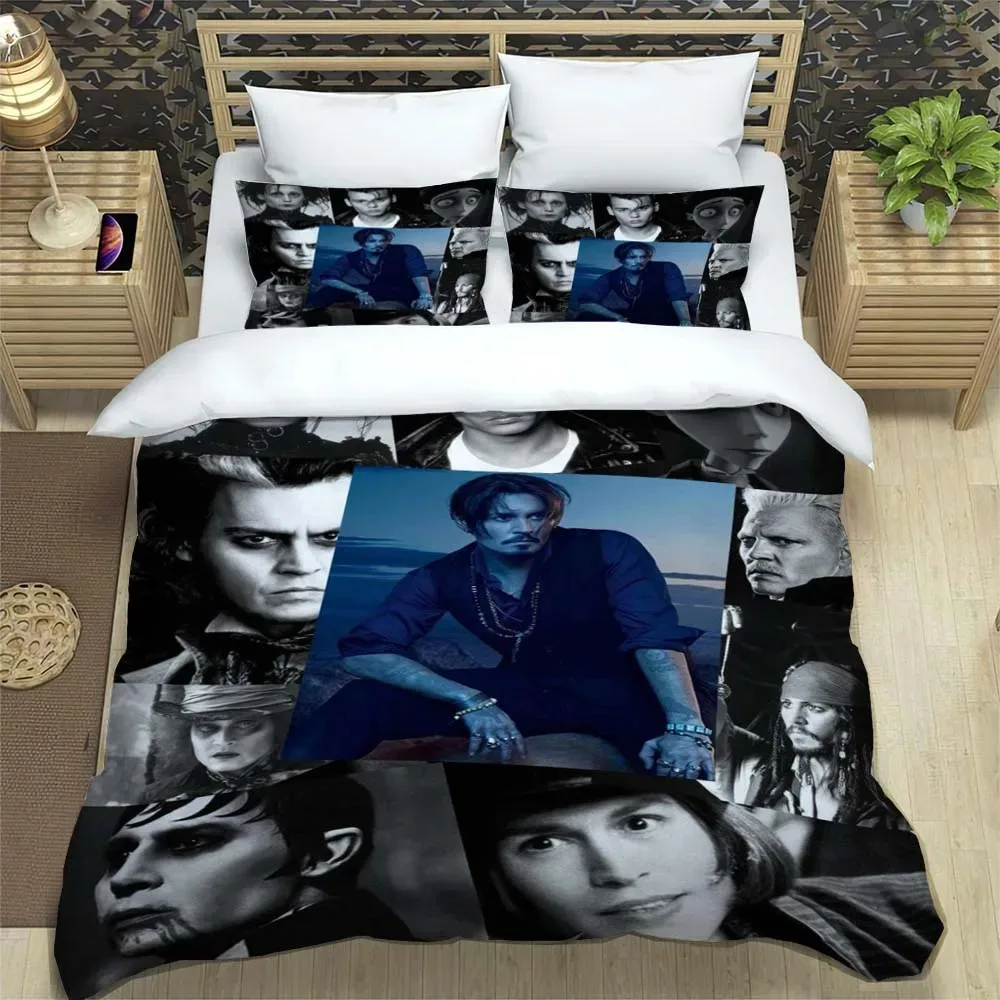 

Johnny Depp Pattern Two or Three Piece Bedding Set Fashion Article Children or Adults for Beds Quilt Covers With Pillowcases
