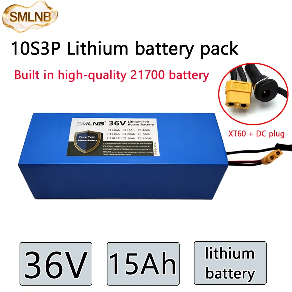 

10S3P 36V 15000mAh large capacity 21700 battery lithium battery pack, For electric scooter battery built-in 30A BMS