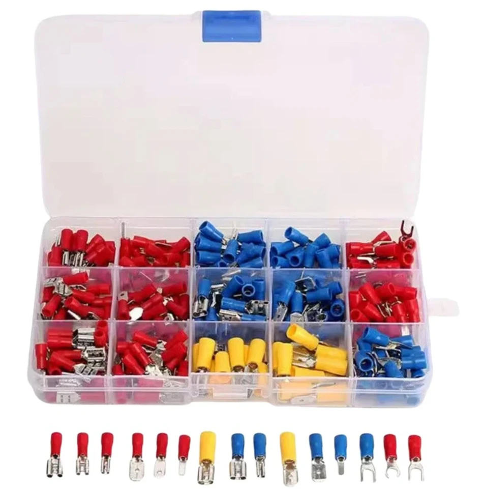 

280 cold pressed terminal combinations for various male and female crimping shovel shaped terminal wires