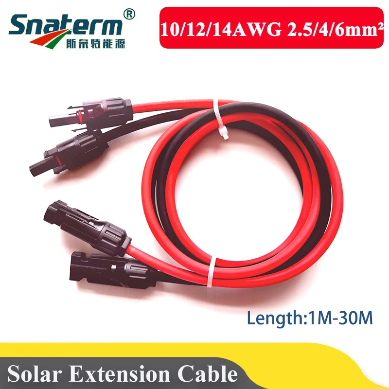 1M 2M 3M 5M 10m 20m 30m Solar Copper PV CONNECTOR WIRE Cable 2.5mm2 4mm2 6mm2 with connector Tinned-Copper Conductor 10 12 14AWG