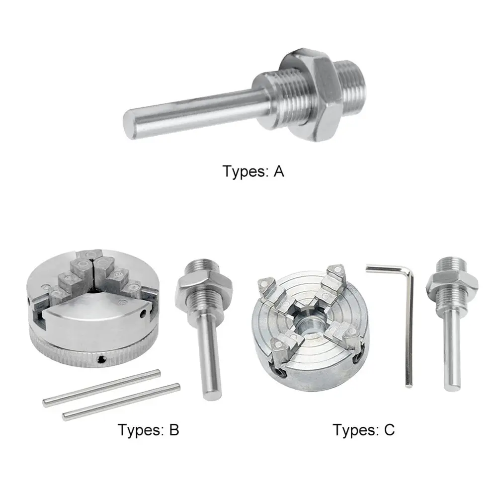 4-Jaw/3-jaw Zinc Alloy Chuck Connecting Rod Self Centering Wood Turning Chuck Optional Clamp Accessory for Mini Metal Lathe