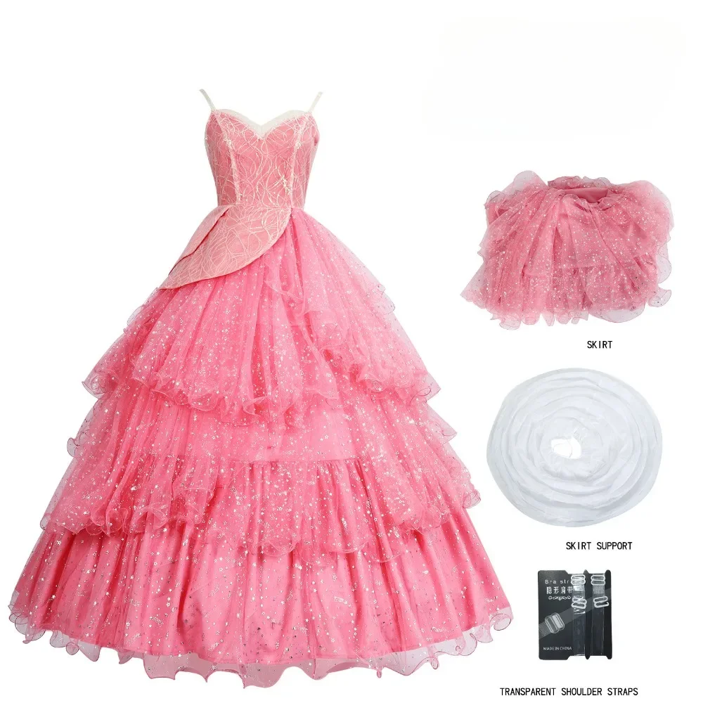 

Wicked Disguise Glinda Pink Dress Glinda Cosplay Costume Evening Halloween Carnival Dance Party Show for Women Party Outfit