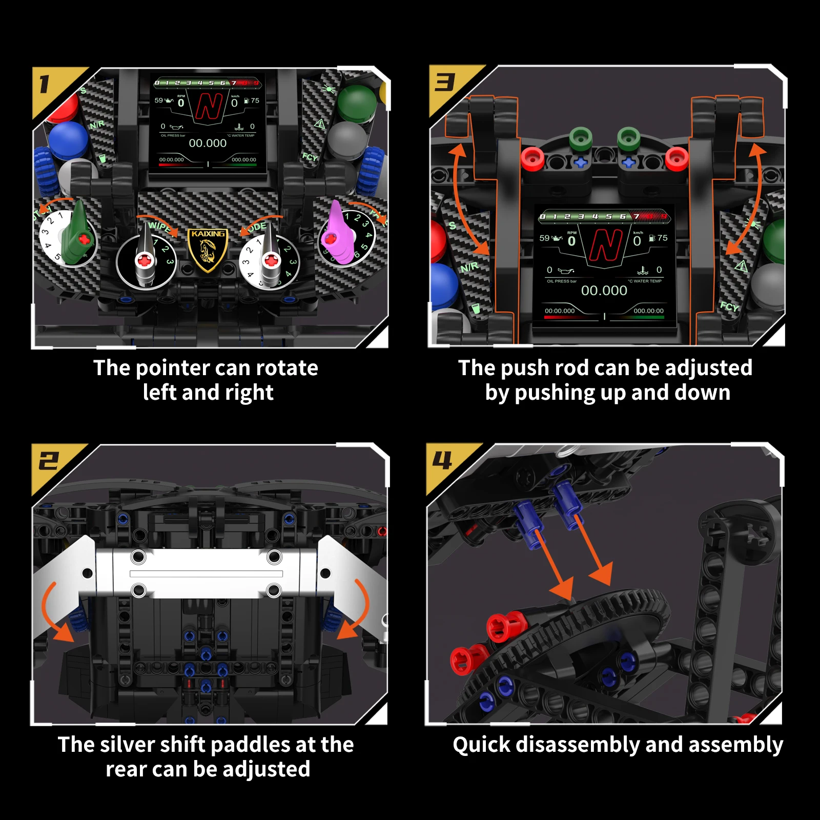 MOC Racing Steering Wheel Building Blocks Kit with Mobile APP Control Realistic Movable Design Ideal Christmas Gift for Car Love