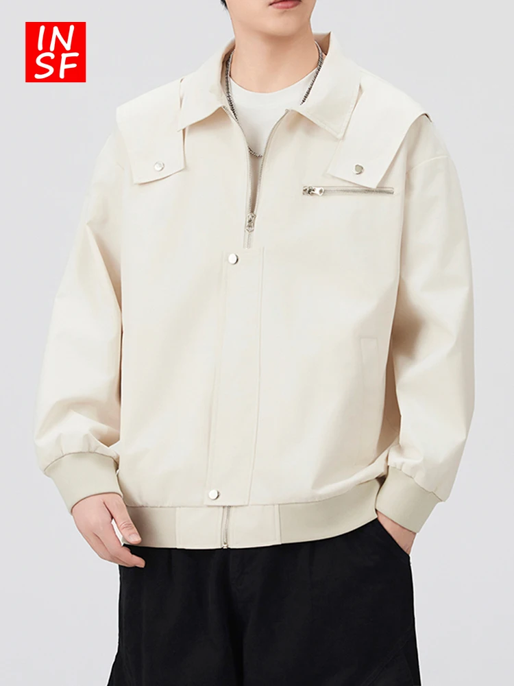 

Мужская повседневная куртка свободного кроя American Sle Heavyweight, черная, с воротником в стиле рабочей одежды, молодежная, трендовая, из полиэфирного волокна, с длинными рукавами