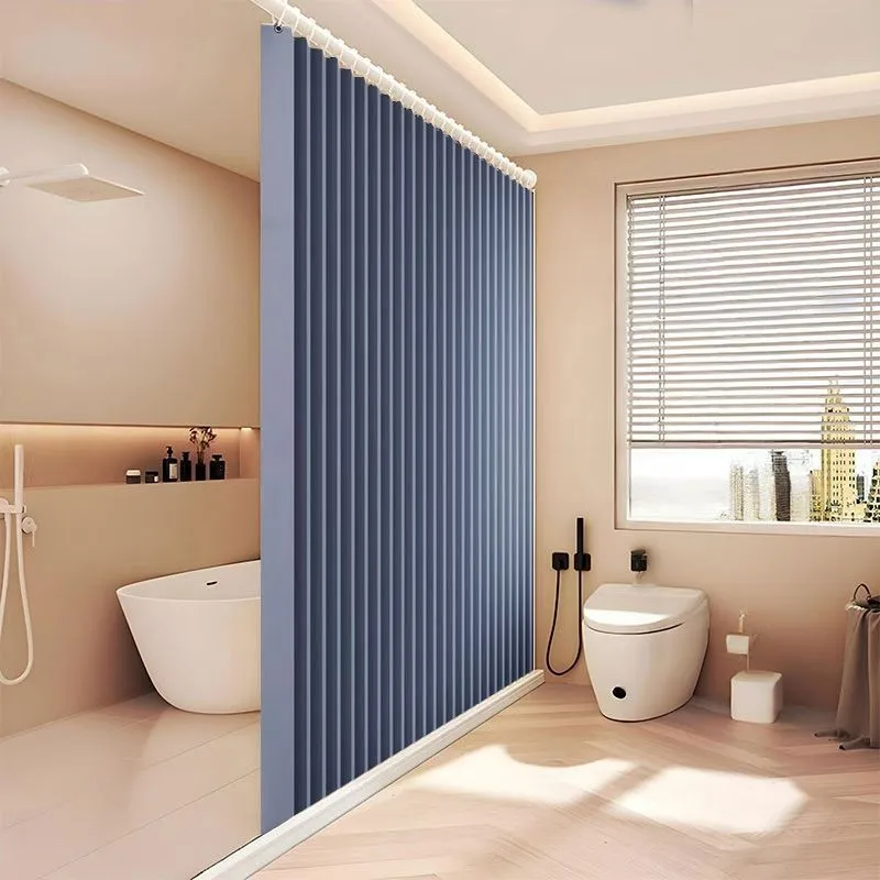 Bathroom partition curtain Toilet dry and wet separation Foldable shower curtain Shower room No punching Magnetic invisible tarp