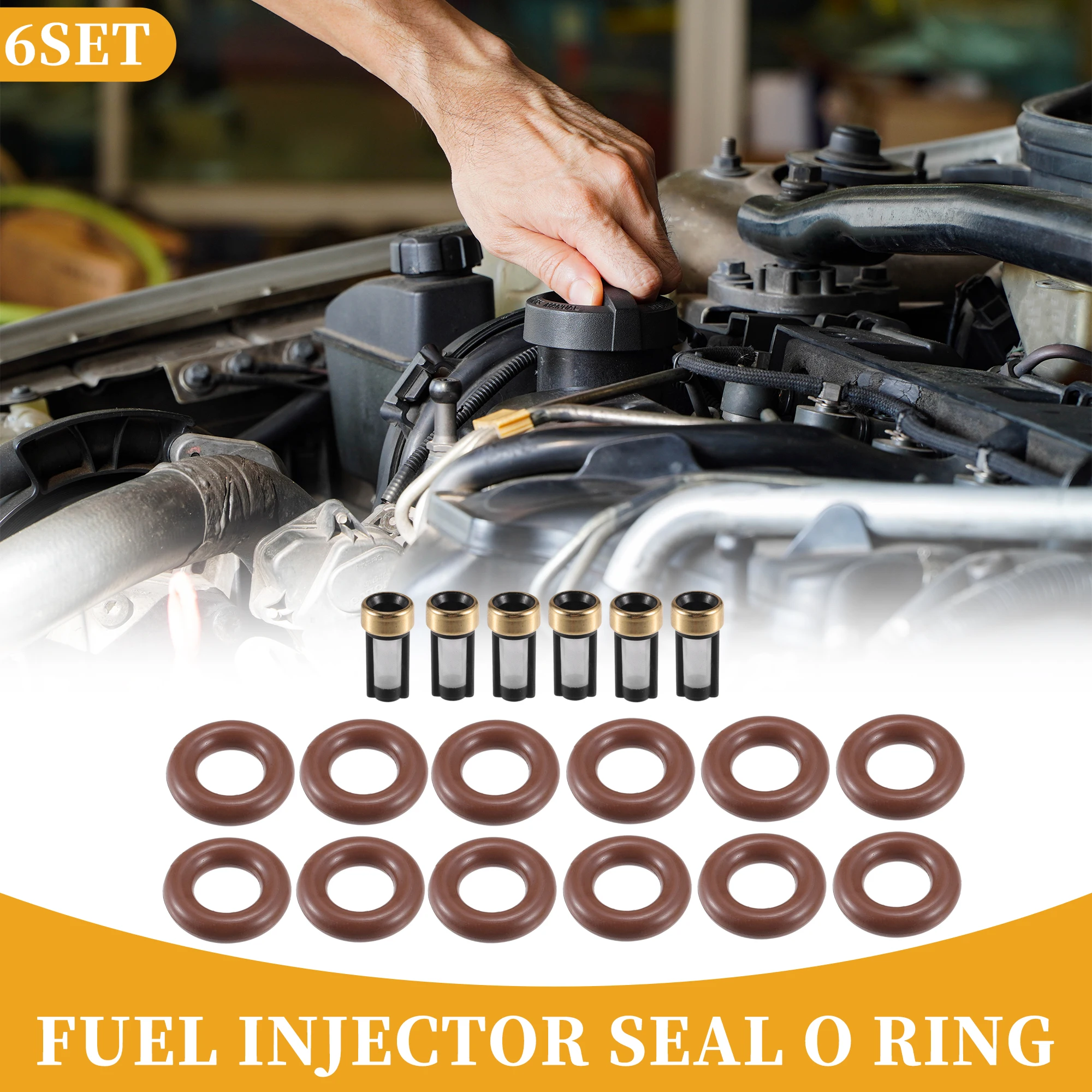 UXCELL Fuel Injector Seal O Ring for Jeep Wrangler 2007-2010 NBR Rubber Brown 6 Sets