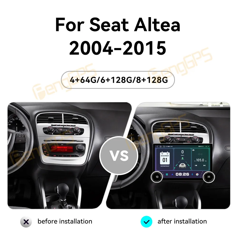 For Seat Altea 2004–2015 Android Car Radio Multimedia Video Player Wireless Carplay Autoradio Stereo GPS Navigation Head Unit