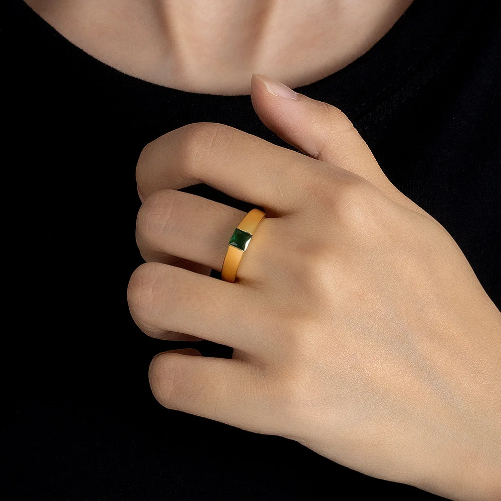 2.4ct Princess Cut Green Simulated Nano Emerald 925 Sterling Silver Geometric Square Ring for Women Gemstone Fine Jewelry Anel