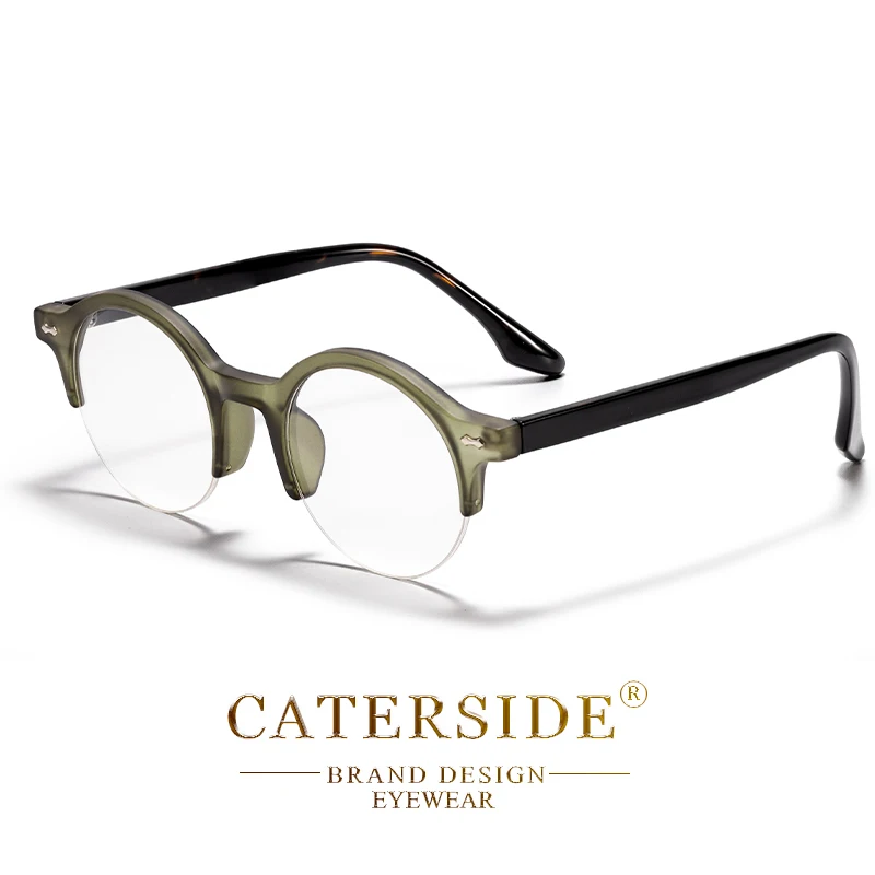 CATERSIDE Vintage Runde Herrenbrille Markendesign Halbrahmen Business-Brillen Damen Anti-Blaulicht Lesebrille – Detail 11