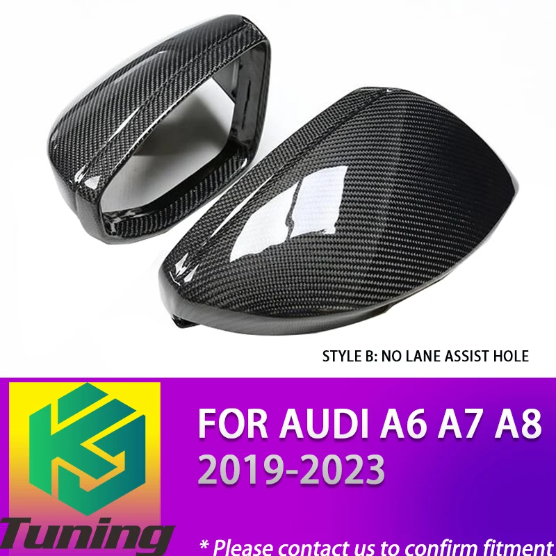 Replacement Style Carbon Fiber Rearview Side Door Mirror Cover For Audi A6 S6 RS6 A7 S7 RS7 A8 S8 C8 2019 2020 2021 2022 2023