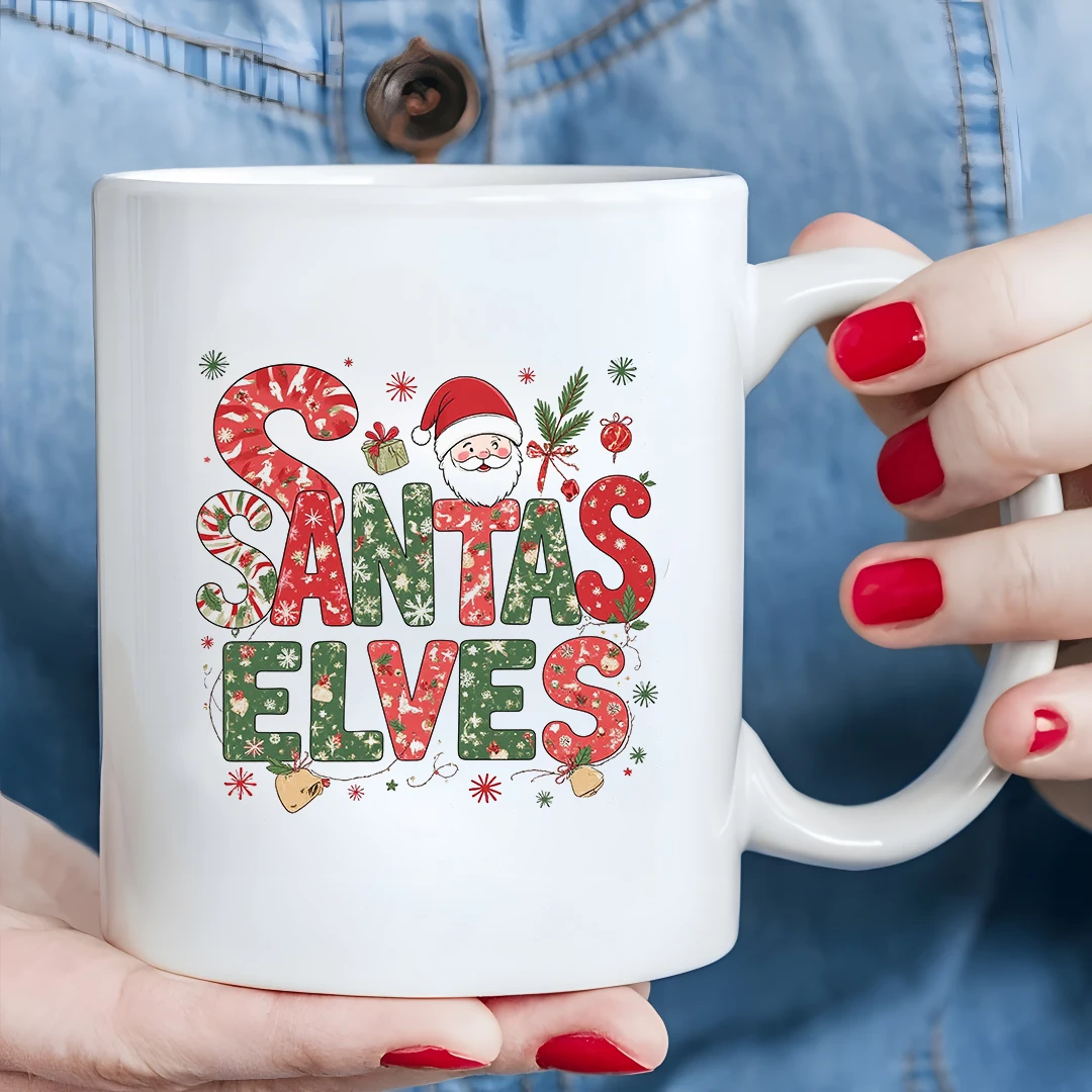 Taza de 11 oz + Taza de dibujos animados con temática navideña + Taza para niños + Taza de café para oficina familiar + Set de regalo navideño