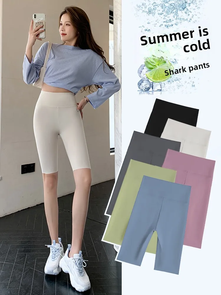 

Slim Fit Yoga orts ark Skin Tightening Bike Riding Tee-Quarter Length Pants Thin Summer Fitn Women's Bot