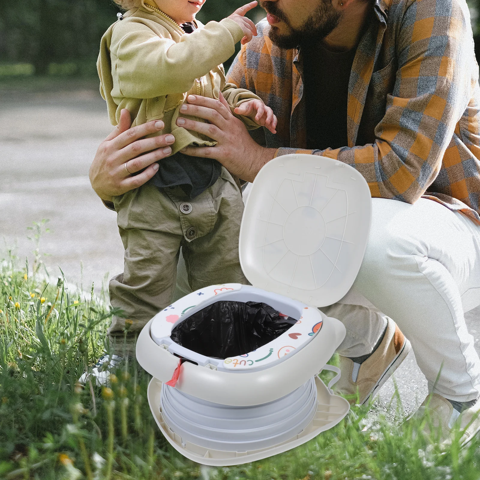 

1 комплект, легкий складной горшок, портативный дорожный горшок для компактного обучающего туалета для кемпинга, использования в автомобиле