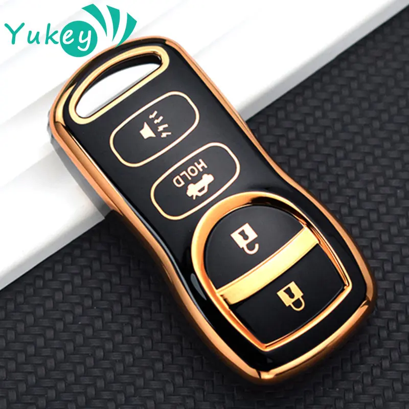 Capa tpu para chave de carro, para nissan 350z maxima sentra armada titan chutes murano 3 4 botões controle remoto inteligente capa protetora chaveiro