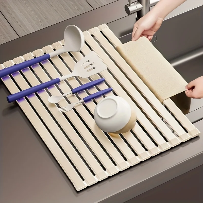 

Сливная полка для кухонной раковины, чаша для раковины и стеллаж для хранения посуды, складная выдвижная сливная корзина, съемная экономия места для хранения раковины