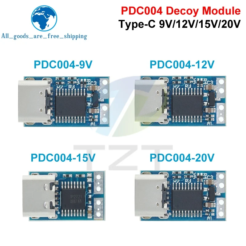 TZT PDC004-PD PD وحدة شرك ، USB-C PD 9 فولت 12 فولت 15 فولت 20 فولت تيار مستمر الجهد الثابت وحدة الزناد الطاقة 5A نوع-C أنثى المدخلات للكمبيوتر المحمول